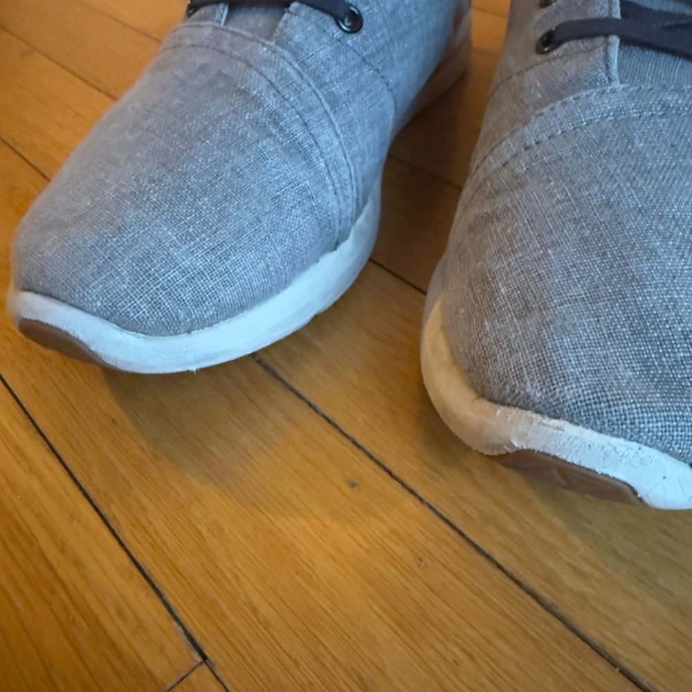 Toms Del Rey Mens Grey Chambray Linen Lace Up Sneakers Size 11 10011628 - Picture 10 of 12